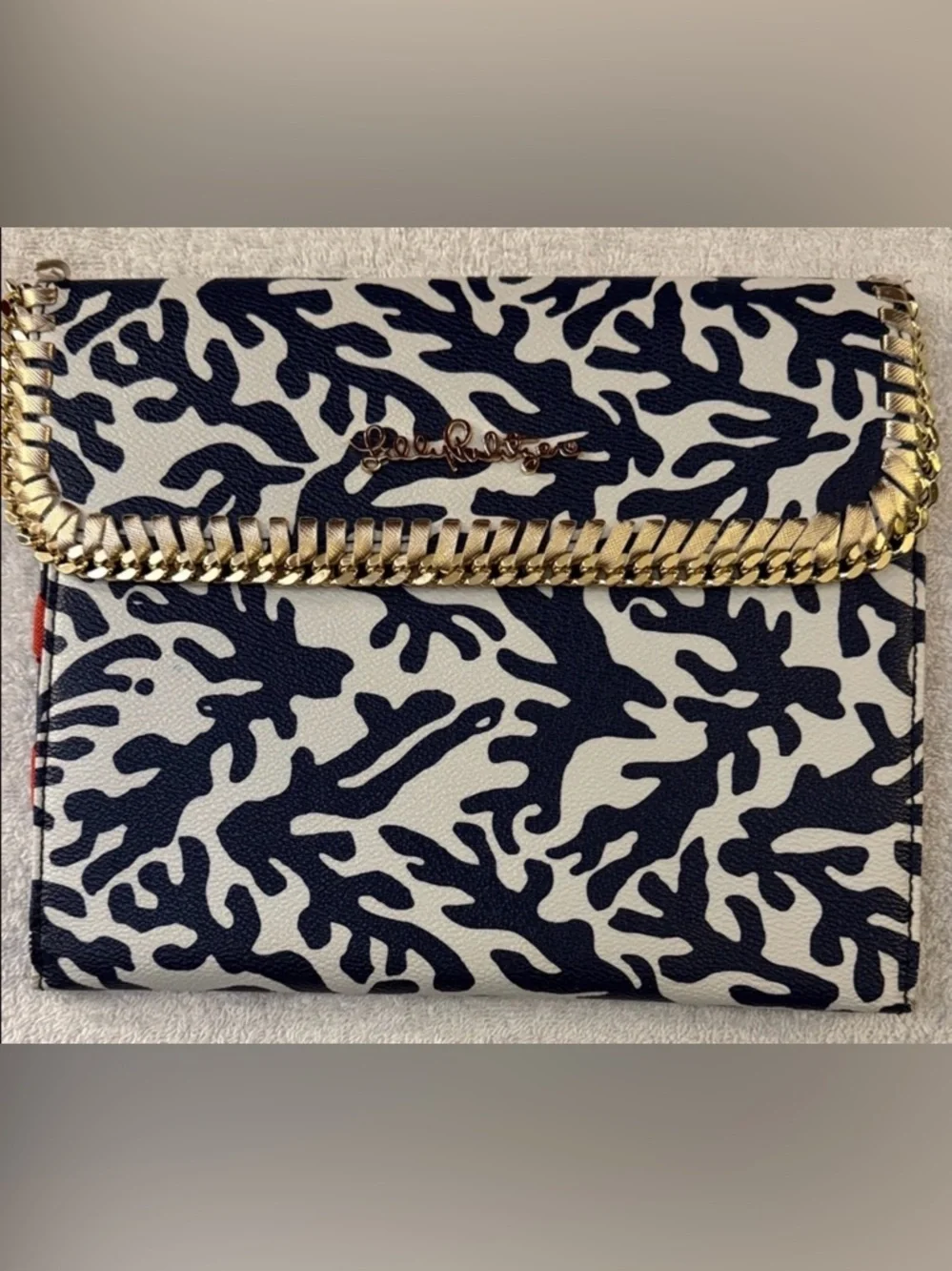 Lilly Pulitzer Treasure Envelope iPad Tablet Tech Case Chain Trim Coral Nautical